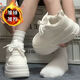 白色冬季加絨運動(dòng)鞋女松糕厚底小白鞋面包板鞋增高休閑鞋子棉鞋女 白色 加絨保暖 38