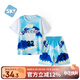 舒貝怡兒童衣服短袖套裝夏男女童籃球服假兩件運(yùn)動(dòng)服中大童裝班服藍(lán)140