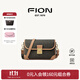 菲安妮（FION）經(jīng)典老花鎖扣小方包女包法棍包單肩斜挎包生日禮物 啡/駝