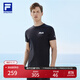 FILAFILA 斐樂(lè )官方男裝針織短袖衫2025夏季新款健身運動(dòng)簡(jiǎn)約基礎白T恤 深黑-BK 3XL 190/108A/XXXL
