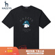 哈吉斯（HAZZYS）男裝 夏季款圓領狗狗繡花年輕短袖T恤男ASTZE03BE88 黑色BK L (175/96A 48)