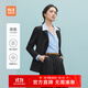 海瀾之家（HLA）西服套裝女款戧駁領(lǐng)彈力套裝女裝春季 黑色A6【西服+西褲】 M 160/84A 建議100-115斤