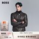 BOSS博斯【羊皮革】 25年冬季新款帶拉鏈常規(guī)合身皮衣夾克 244-巧克力色 XL (52)