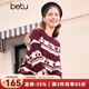 百圖betu女裝秋冬新款毛衣彩色條紋印花圖案套頭毛衫女2310T37 紅色 L
