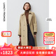 朗姿Basic衣櫥經(jīng)典雙排扣風(fēng)衣外套法式高智中長(cháng)款大衣氣質(zhì) 深米色 M