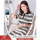 香影polo翻領(lǐng)連衣裙女2025年夏季新款洋氣減齡t恤裙黑色條紋裙子 黑色 M