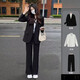閃動(dòng)少女（SHANDONGSHAONV）高端公務(wù)員工作服黑色西裝套裝大學(xué)生答辯教資面試西服職業(yè)正裝 直筒西裝褲[單件裝] 2XL 建議[135145斤]