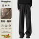 MMOPTOP復古垂感三本針西褲子男士秋冬季寬松舒適直筒休閑褲YK22黑色L