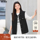 MsShe【復古短款牛仔馬甲外套】加大碼女裝2025秋裝胖mm寬松翻領(lǐng) 牛仔黑色現貨 3XL