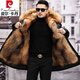 皮爾卡丹派克服皮草海寧派克服2025冬款男士貉子毛內膽中長(cháng)款冬季整貂貂毛 黑殼-黃色內膽中長(cháng)款【毛袖子】 2XL