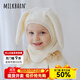 Milkbarn兒童羊羔絨兔耳帽寶寶秋冬保暖帽子男女童針織帽嬰兒帽子 巧克力白 2-5歲（帽圍48-52cm）