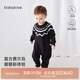 babylove嬰幼兒連體衣春秋款毛衫針織哈衣爬服寶寶毛衣外出保暖春裝 費爾島-黑 73cm