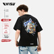 EVISU福神 男士涂鴉達摩印花寬松短袖T恤 黑色 L 【寬松可選小1個(gè)尺碼】