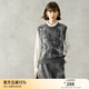 顏域綿羊毛咖色提花毛衣秋冬女2025新款百搭氣質(zhì)上衣圓領(lǐng)針織背心 灰色 XXL/44