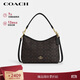 蔻馳（COACH）【品牌直供】女士手提單肩斜挎包流浪包深棕色老花配黑色CV975