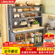 信京廚房置物架多功能巖板餐邊柜收納柜微波爐烤箱儲物架碗柜防塵櫥柜