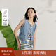 茵曼（INMAN）復古百搭牛仔馬甲背心2025夏季女裝新款短款顯瘦無(wú)袖馬夾上衣  牛仔藍 S