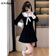她芙（tafu）品牌女裝小香風(fēng)連衣裙女2026春秋新款法式小個(gè)子氣質(zhì)收腰顯瘦裙子 黑色 M