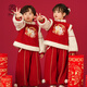 今兮古兮兒童拜年服冬季套裝男童女童中國風(fēng)唐裝（上衣+褲子） 中國紅 120