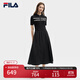 FILA 斐樂(lè )官方女裝連衣裙2025夏新款時(shí)尚休閑簡(jiǎn)約修身短袖連身裙子 正黑色-BK S 160/80A/S