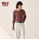 無(wú)印良品（MUJI）女式 雙羅紋編織 圓領(lǐng)長(cháng)袖T恤 上衣打底衫女裝25年秋季 棕色 XL (165/92A)