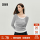森馬（Semir）長袖T恤女秋短款假兩件蕾絲花邊修身2025小性感上衣10A525101004