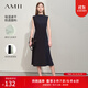 AMII女裝2025夏季通勤優(yōu)雅撞色拼接無(wú)袖連衣裙女修身顯瘦魚(yú)尾 深海藍 L 165/88A