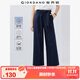 佐丹奴亞麻褲子女棉麻文藝風(fēng)綁帶闊腿褲松緊腰九分褲05425322