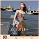 三彩獨(dú)醒2025夏季新款網(wǎng)紗吊帶裙蝴蝶結(jié)印花連衣裙修身長(zhǎng)裙F 灰褐色 L 165/88A