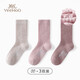 英氏兒童襪子秋冬加高筒襪含羊毛加絨加厚男女童純色經典學生長筒襪L