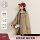紫涵（ZIHAN）紫涵中長款翻領風衣女2025年秋季新款學院風刺繡單排扣卡其色外套 卡其 M