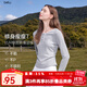 百圖betu女裝2025秋季新款T恤領(lǐng)口拼接蕾絲褶皺收腰瘦瘦T長(cháng)袖2508T22 淺灰 L