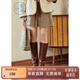 紫涵不規則壓褶羊毛呢短裙女年冬季休閑簡(jiǎn)約風(fēng)高腰半身裙 卡其 M