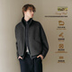 PSO Brand【羊毛呢子】撞色立領(lǐng)夾克男雙面呢拉鏈上衣慵懶感日系外套冬 碳末灰 Carbon L