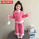 鄰家米其（LINJIAMIQI）女小童套裝秋裝拼接假兩件2025新款寶寶兒童裝女孩春秋季小孩衣服 XT2081（假兩件+褲子）-粉色 110 碼/身高100-110cm（3-4歲）