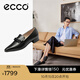 愛步（ECCO）穆勒鞋女 尖頭單鞋淺口粗跟皮鞋 型塑214243 黑色21424301001（羊皮革） 38