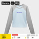 蕉內（Bananain）非常服520Color女士棉感主題長(cháng)袖拼色休閑T恤顯瘦辣妹T恤秋冬新品 云空藍拼中麻灰 L