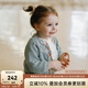 OAK FAMILY春秋女童長袖針織衫寶寶毛衣開衫外搭薄外套 灰綠 90 cm