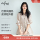 伊芙麗蔣欣代言立體大口袋金屬扣撞色拼色韓系風(fēng)衣外套女2025秋季新款 淺卡其 M 110-125斤