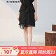 S.DEER圣迪奧女裝休閑系帶雪紡黑色A字短裙S223Z1316 黑色/91 S 160