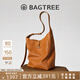 BAGTREE【明星同款】包包樹水桶包輕奢品牌新款植鞣皮大容量通勤單肩女包 焦糖色-大號(hào)【bag tree女包】 高級(jí)小眾生日禮物女