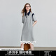 初語(yǔ)撞色拼接POLO裙女2025夏季新款彼得潘領(lǐng)寬松小個(gè)子連衣裙 花灰色 L