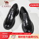 駱駝（CAMEL）新款柔軟牛皮商務(wù)鞋軟底舒適正裝新郎結婚皮鞋男士 G14S201065 黑色 42