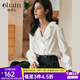 Olrain歐芮兒法式蕾絲襯衫女裝春季2025新款氣質(zhì)通勤木耳邊領(lǐng)襯衣 米白色 S