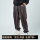 MUSCLE DOG肌肉狗 運(yùn)動(dòng)休閑長(zhǎng)褲男冬季加絨麂皮絨寬松束腳訓(xùn)練健身工裝褲 深灰色 2XL