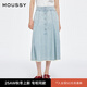 moussy 2025新品復古港風(fēng)垂感A型牛仔半身裙女028ISA11-2601 111淺藍色 S