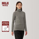 無印良品（MUJI）女式起毛羅紋編織高領(lǐng)長袖T恤上衣打底衫女款內(nèi)搭冬季 黑色條紋 XL (165/92A)