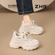 ZHR老爹鞋女內增高輕便運動(dòng)休閑鞋復古厚底舒適女鞋 KS270米色37