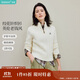 茵曼法式半高領(lǐng)拉鏈絞花毛衣2025秋女裝新款打底上衣 米杏色 M