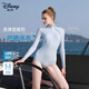 迪士尼連體泳衣女士泡溫泉高級感2025新款競速游泳裝潛水服D15289淺藍XL